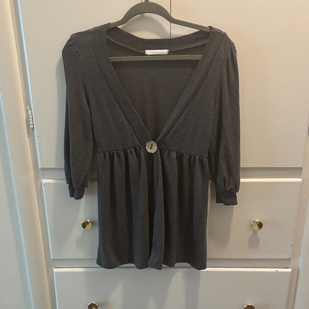 Charlotte Russe Gray Peplum cardigan 3/4 Sleeve, Button